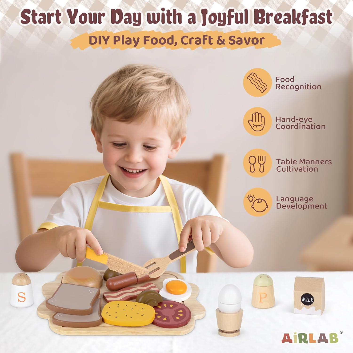 Thumbnail 4 de Airlab Kinderküche Holz-Spielset für Frühstück 🍽