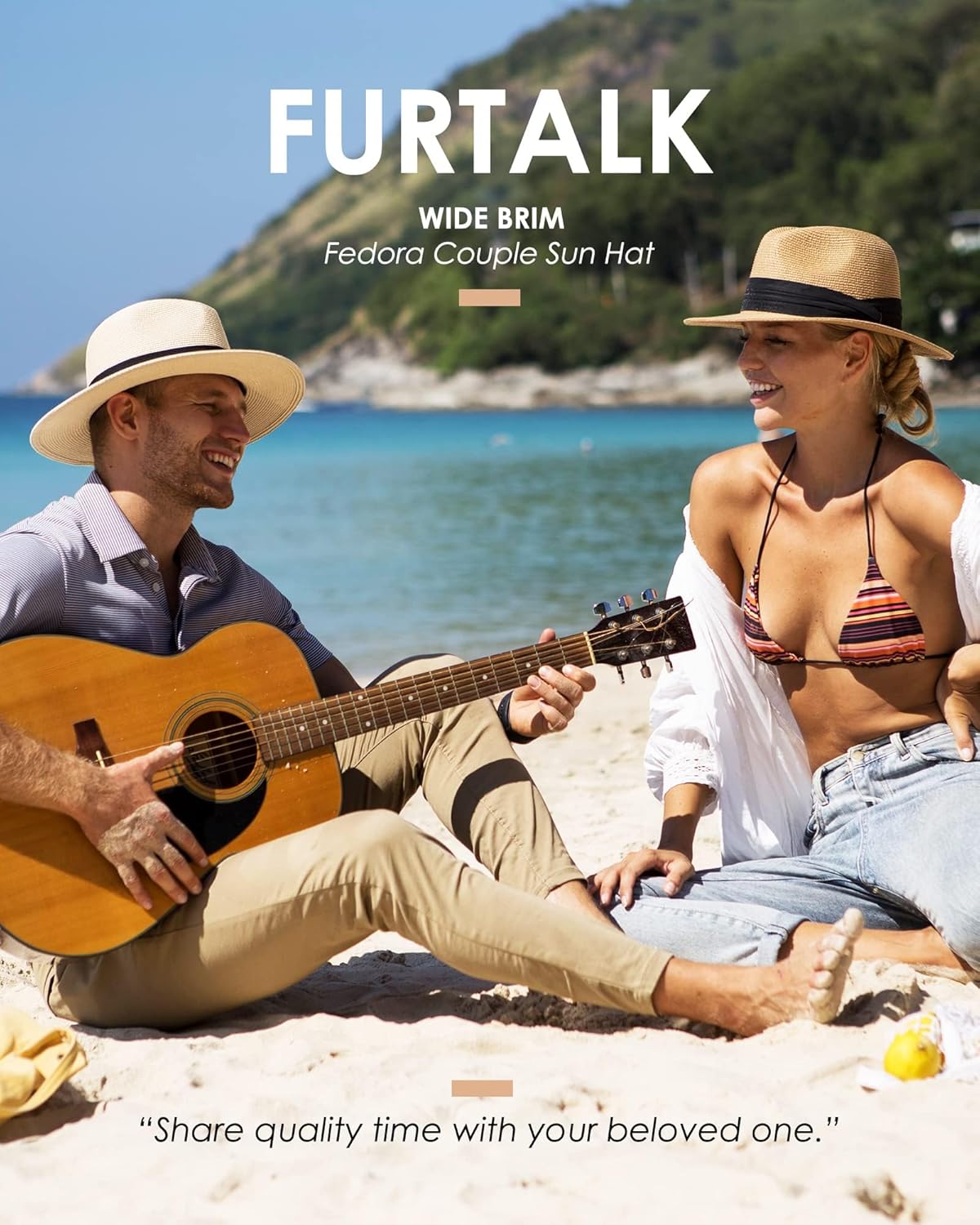 Thumbnail 3 de FURTALK Unisex-Panamahut mit breiter Krempe – Sonnenhut mit verstellbarem Kopfband