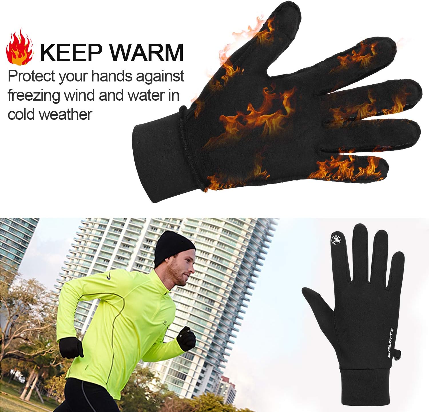 Detalle de TOLEMI Winter Running Thermal Liner Gloves