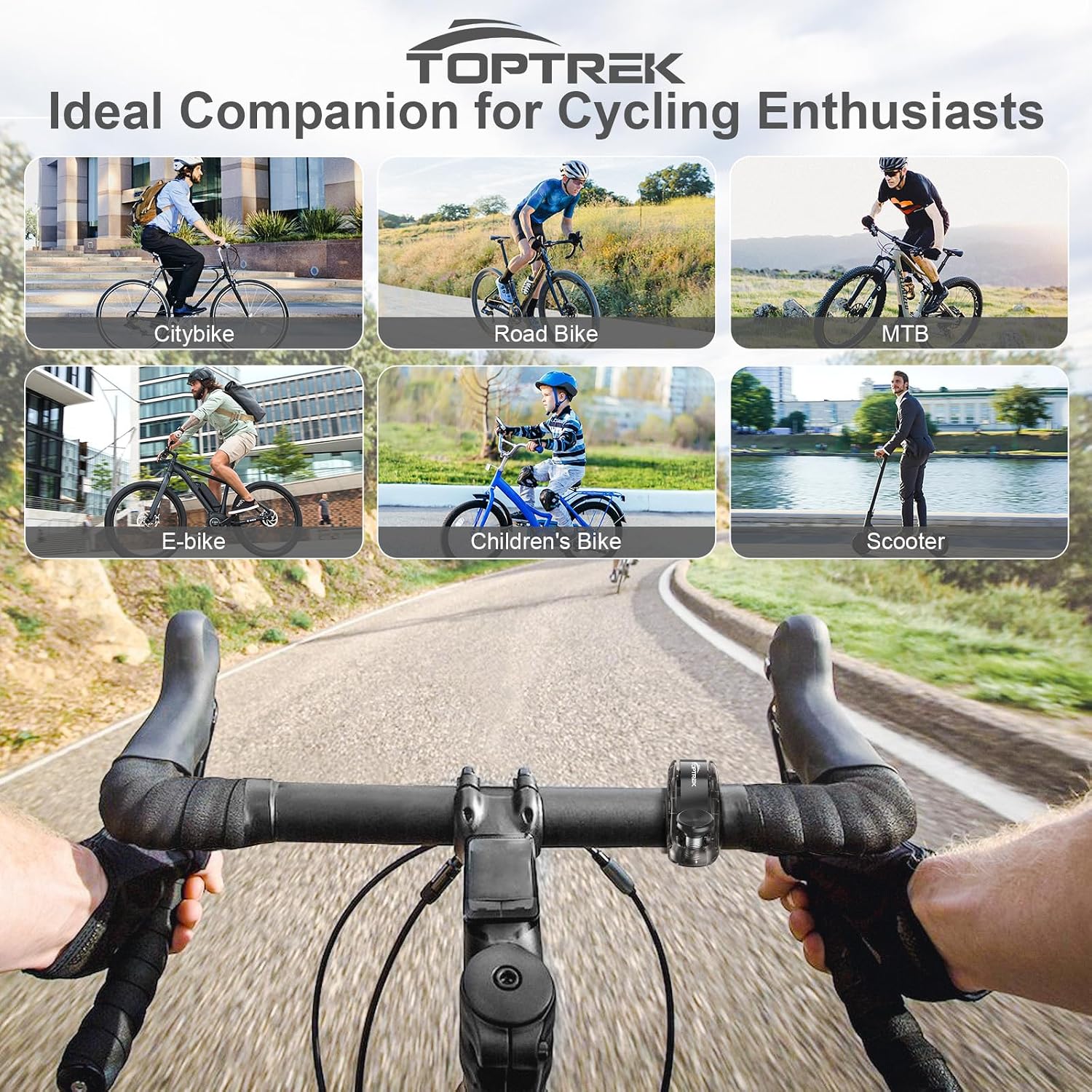 Thumbnail 6 de toptrek Bike Bell 2025 (Max 110dB) – Waterproof aluminum alloy cycle bell for 22.2–31.8 mm handlebars