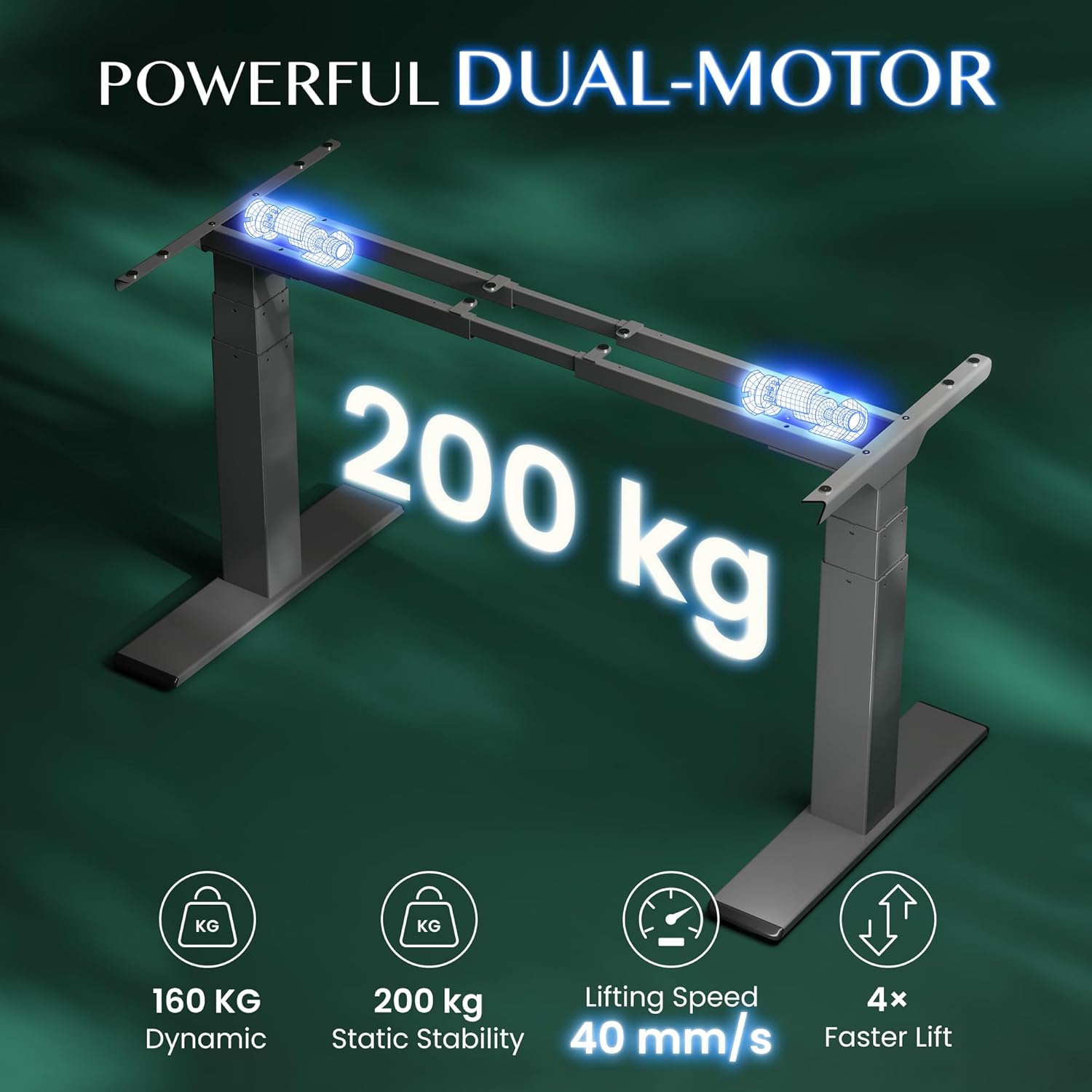 Thumbnail 3 de FLEXISPOT Höhenverstellbarer Schreibtisch Elektrisch – E6 Upgrade (Graugrau) mit 2 starken Motoren, 160 kg Belastung, Memory-Steuerung und LED-Höhenanzeige