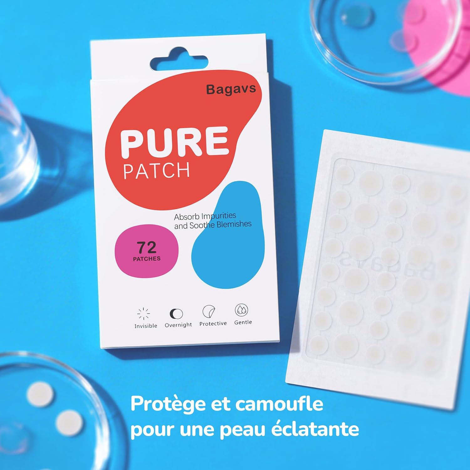Detalle de Patch Bouton Invisible Nuit & Jour – Soin Visage Hydrocolloïde avec Acide Salicylique (72 Patchs)