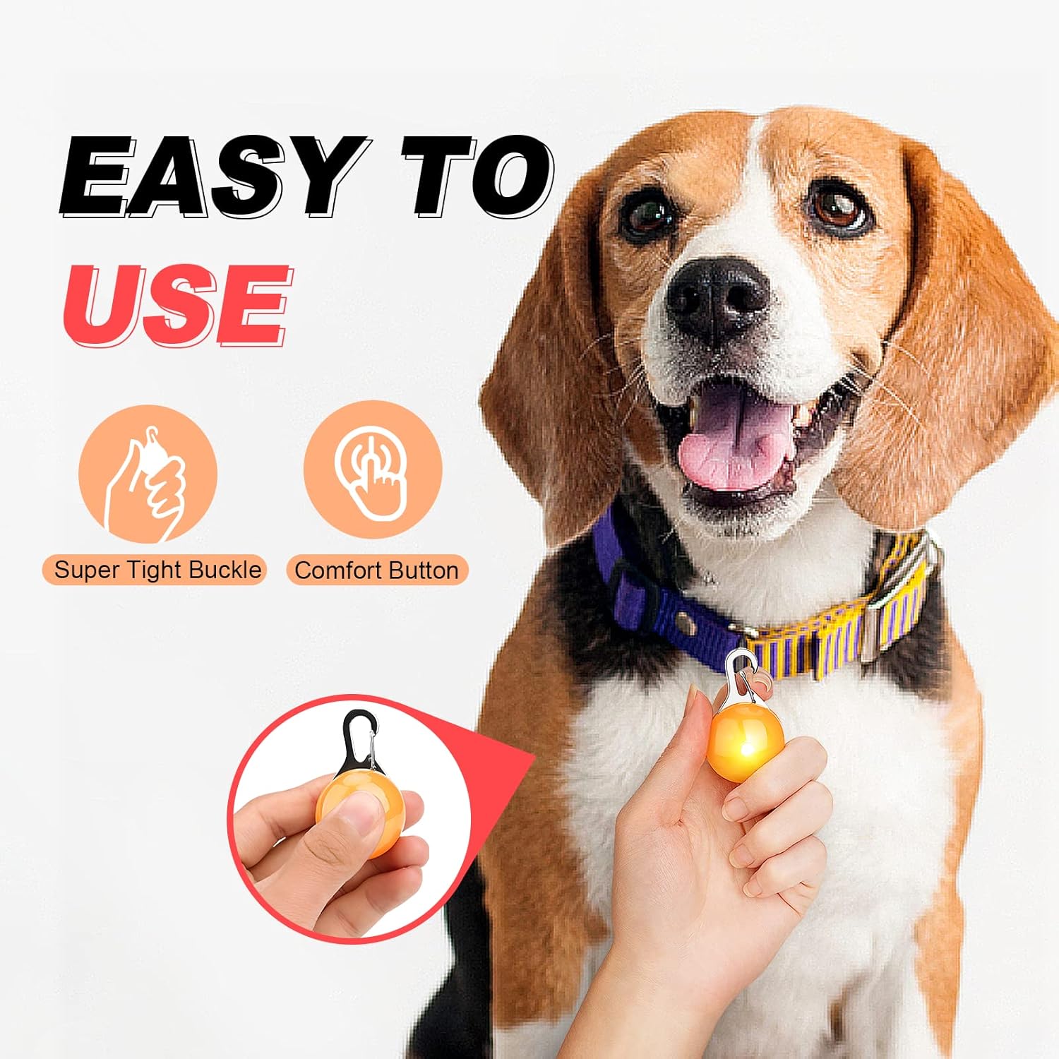 Thumbnail 2 de WONLIVE LED Dog Collar Light (Clip-On) – 6 Pack with Replacement Batteries