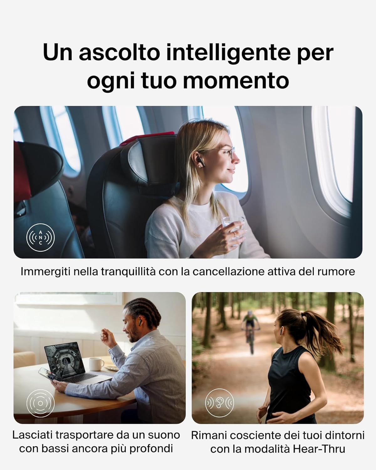 Thumbnail 5 de Belkin SoundForm Rhythm ANC Auricolari Bluetooth True Wireless con Cancellazione Attiva del Rumore