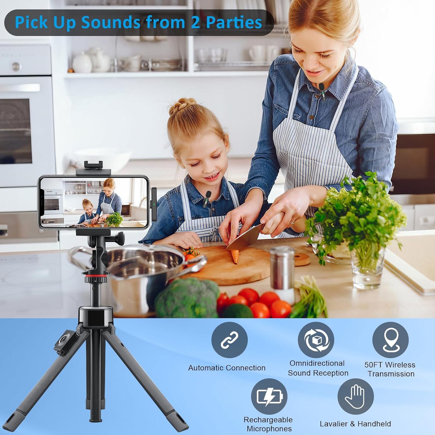 Thumbnail 1 de MAYBESTA Wireless Lavalier Microphone for iPhone, iPad, and Android