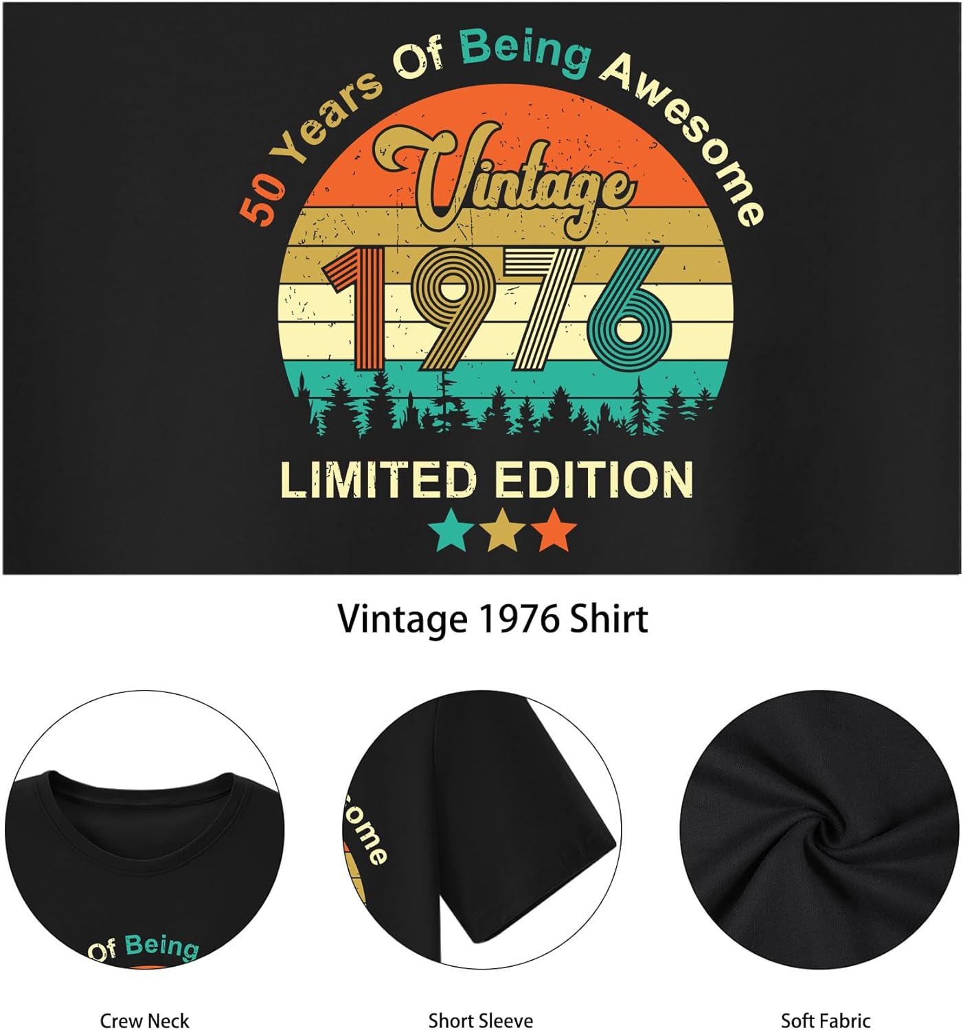 Thumbnail 4 de tiorhooe 50th Birthday T-Shirts Men Vintage 1976 Shirt
