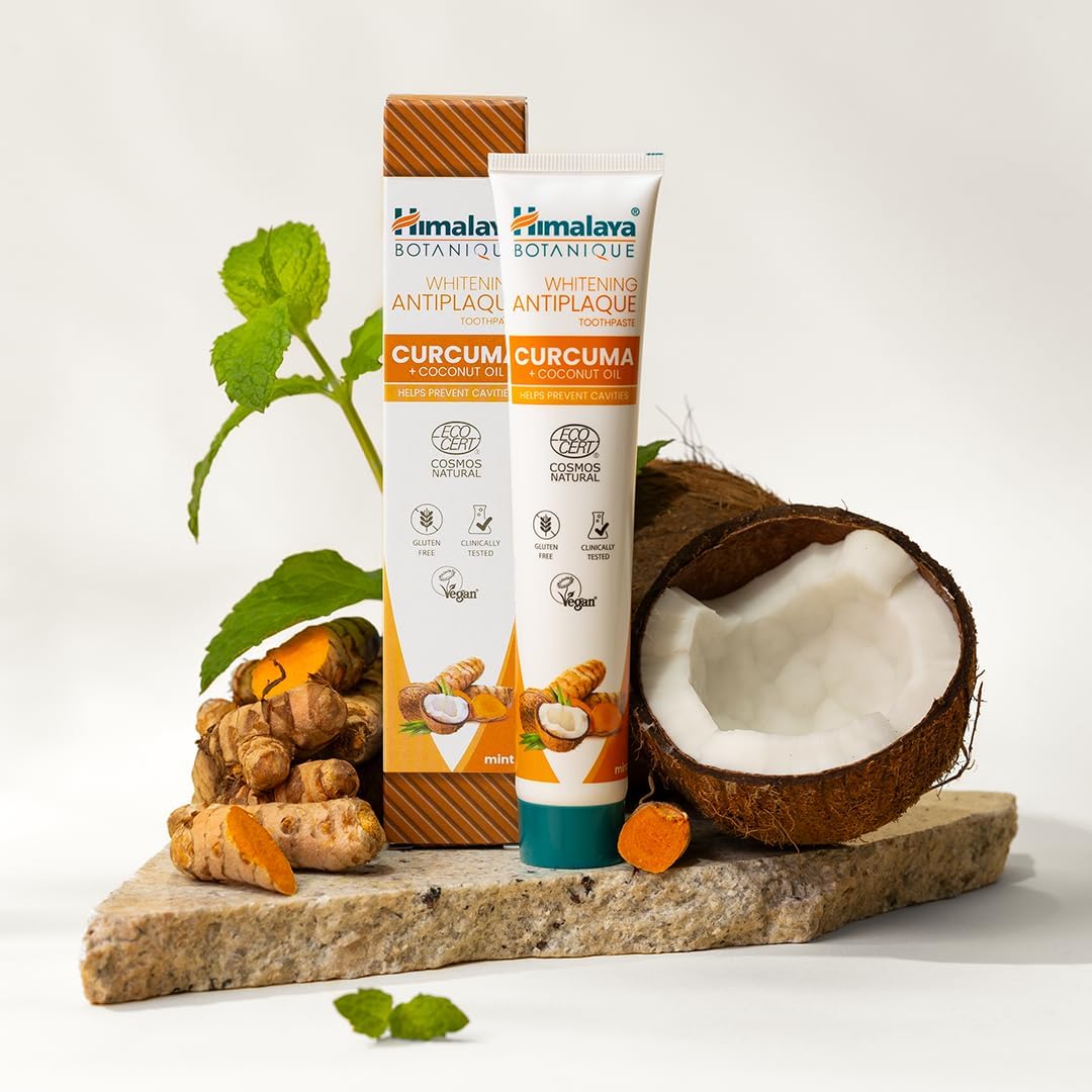 Detalle de Himalaya Botanique Dentifricio Sbiancante con Curcuma e Olio di Cocco – 75 ml