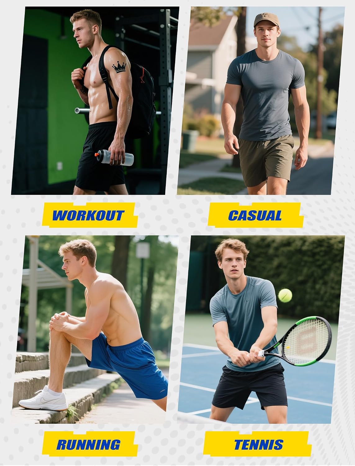 Detalle de Veepro men’s 2 in 1 running shorts with compression liner, quick-dry 7" and zip pockets