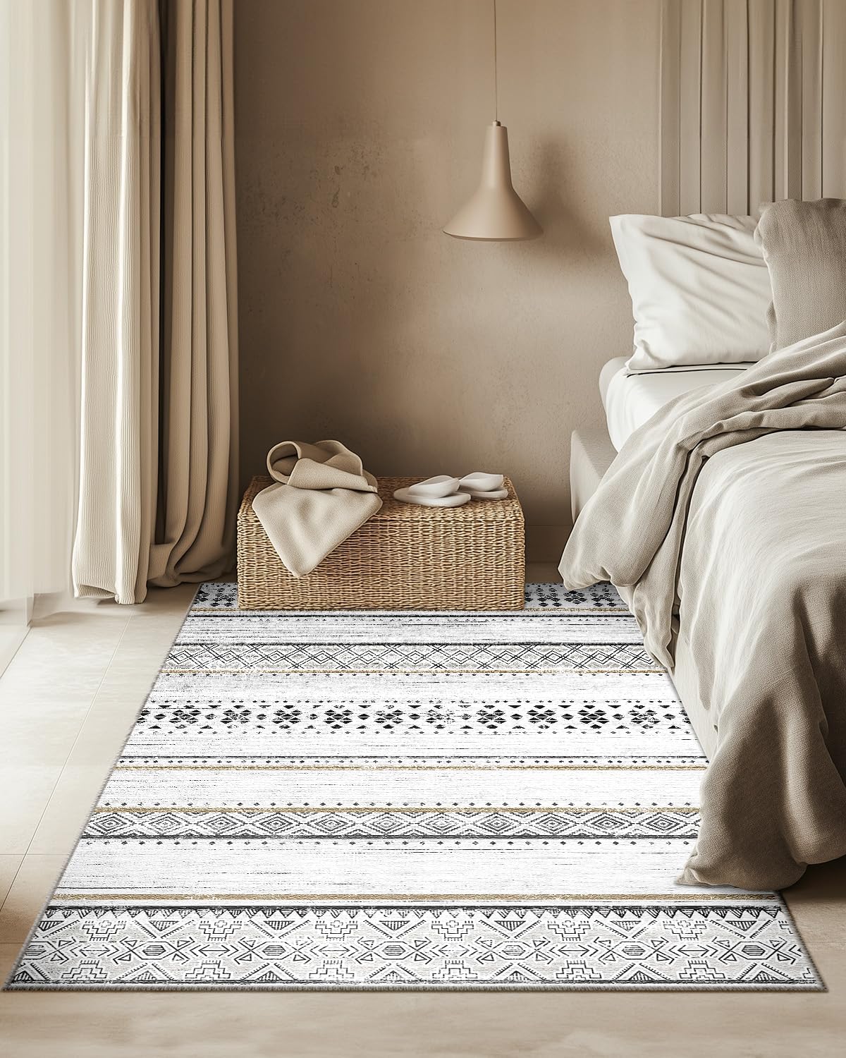 Thumbnail 1 de DEFYNEE tapis lavable machine 240x300 cm à poil court en polyester (brun noir) – salon, chambre