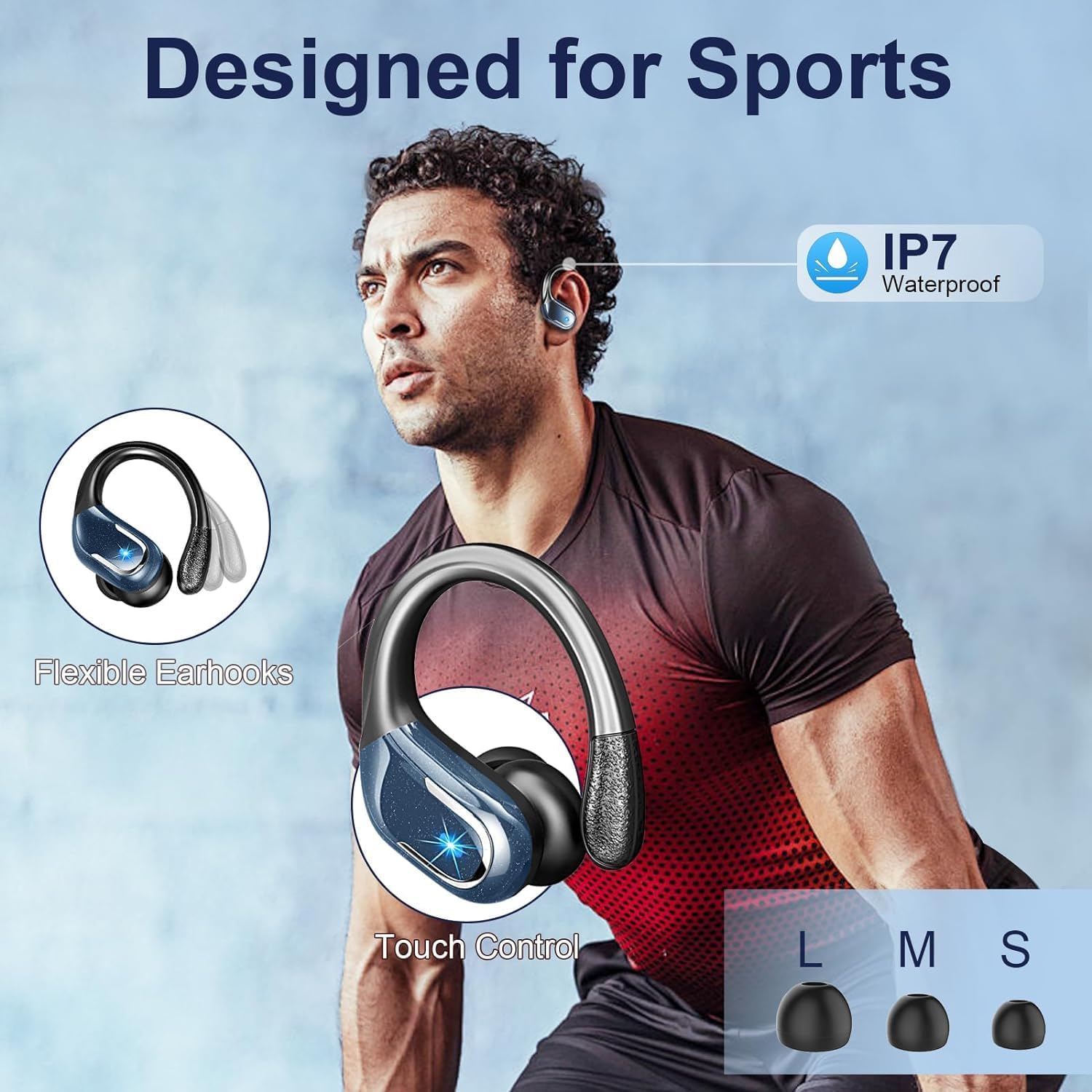 Thumbnail 3 de Wireless Earbuds Sport with 75Hrs Battery, Bluetooth 5.4 and IP7 Waterproof for Workout