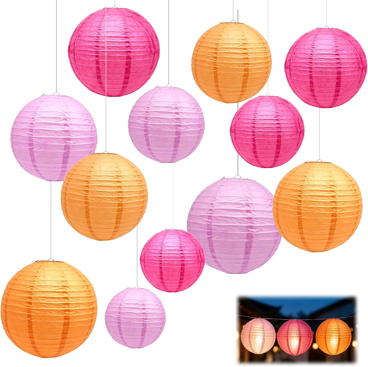 Thumbnail 6 de GVTCO GM03-Rot-gelb paper lantern12pcs papieren lampions, 4 maten