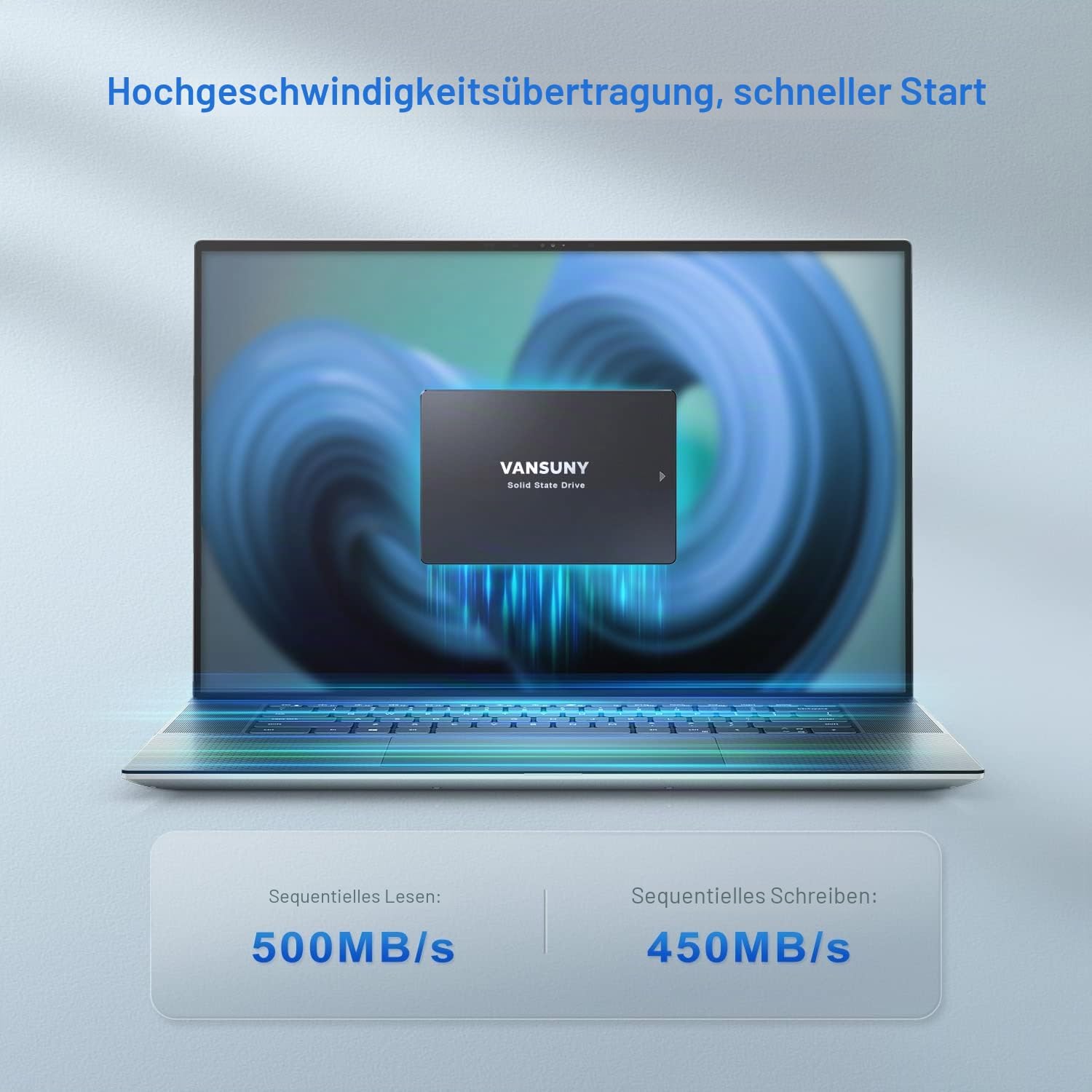 Detalle de Vansuny Intern SSD 256GB 2,5 Zoll SATA III – schneller Speicher für PC und Laptop