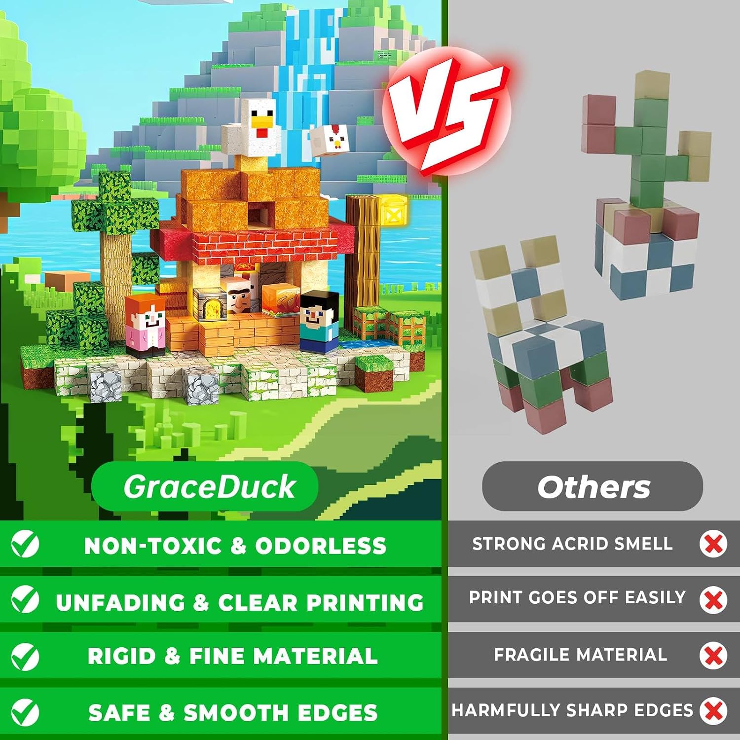 Detalle 2 de GraceDuck Bloc de construction magnétique 200 pièces 🧩