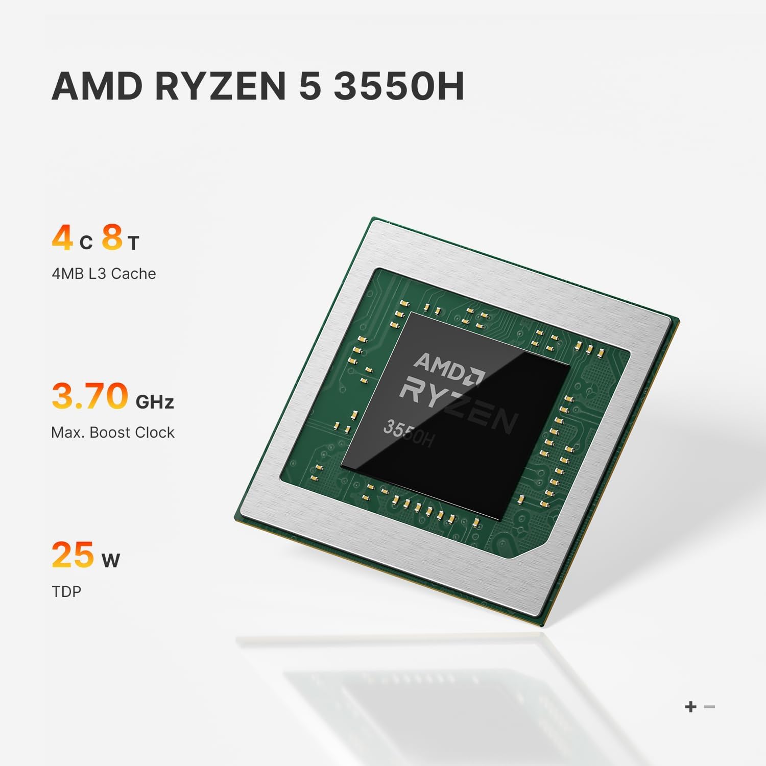 Detalle 2 de BOSGAME E4 Mini-PC mit Windows 11 Pro – AMD Ryzen 5 3550H, 16 GB RAM, 512 GB SSD, Triple 4K Display