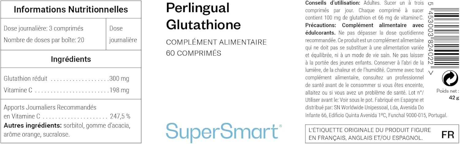 Thumbnail 2 de Glutathion à sucer SuperSmart (glutathion + vitamine C) – Booster antioxydant, vegan, sans gluten