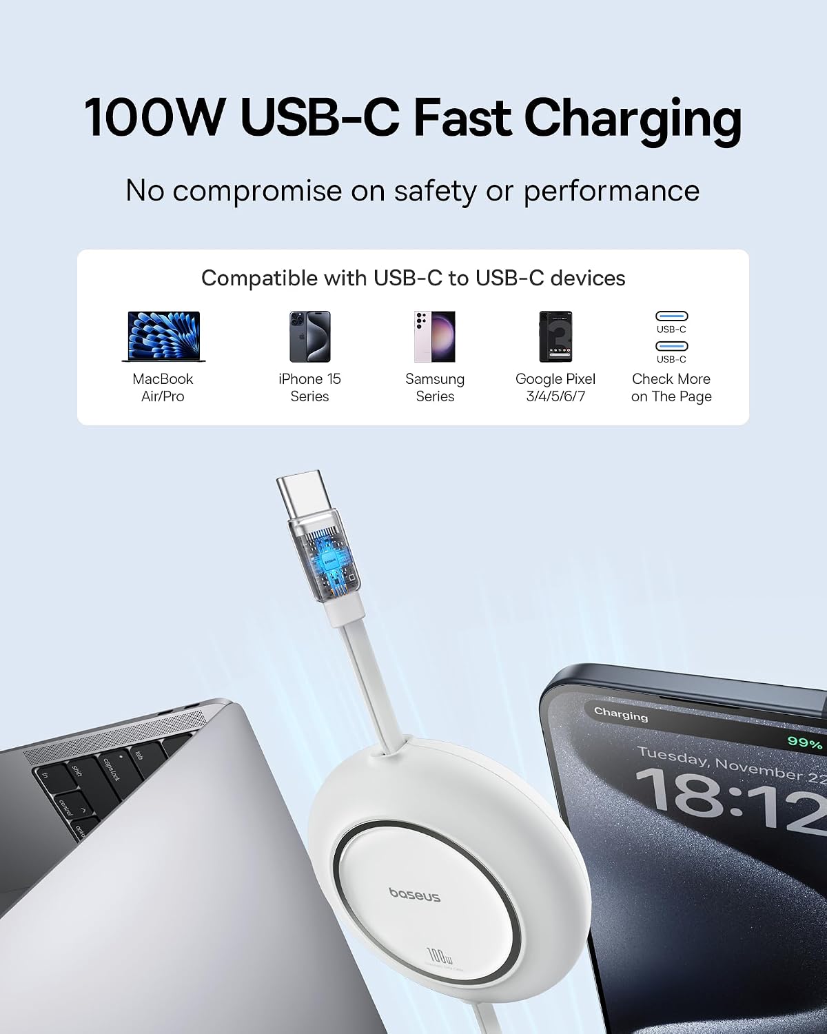 Detalle 2 de Baseus 100W USB C to USB C Cable