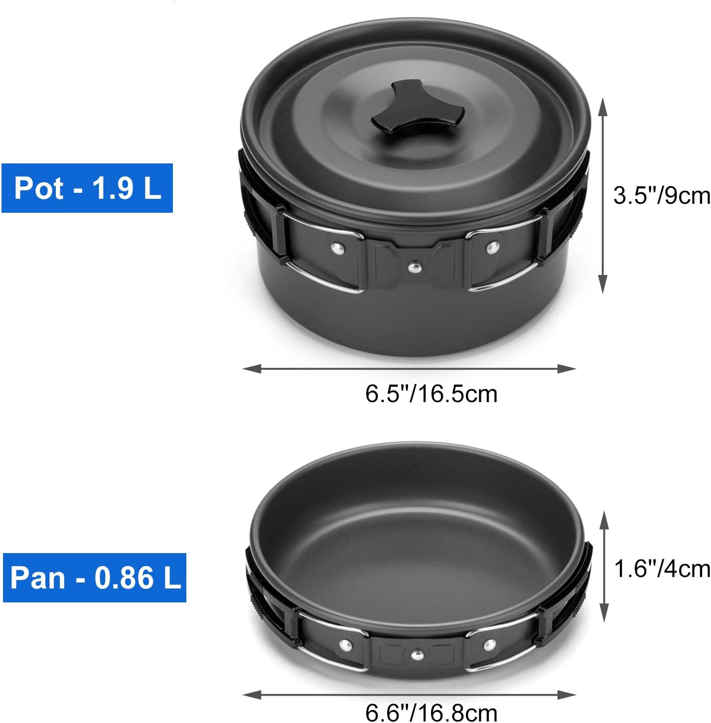 Detalle de Odoland Geschirr-Set für 1-2 Personen – Camping Kocher-Set aus Edelstahl/Aluminium, tragbar