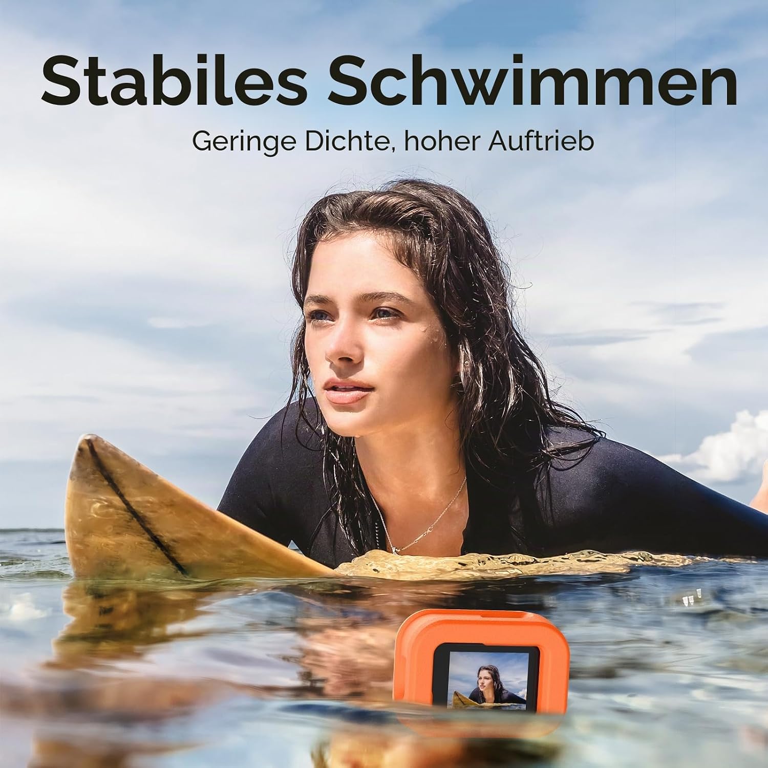 Detalle 2 de TELESIN Floaty Case für GoPro Hero 13/12/11/10/9 – orange Schwimmhülle