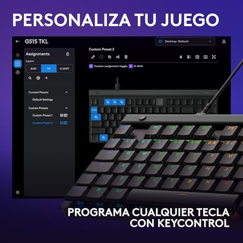 Detalle 2 de Logitech G G515 TKL: Teclado gaming compacto con cable y perfil bajo