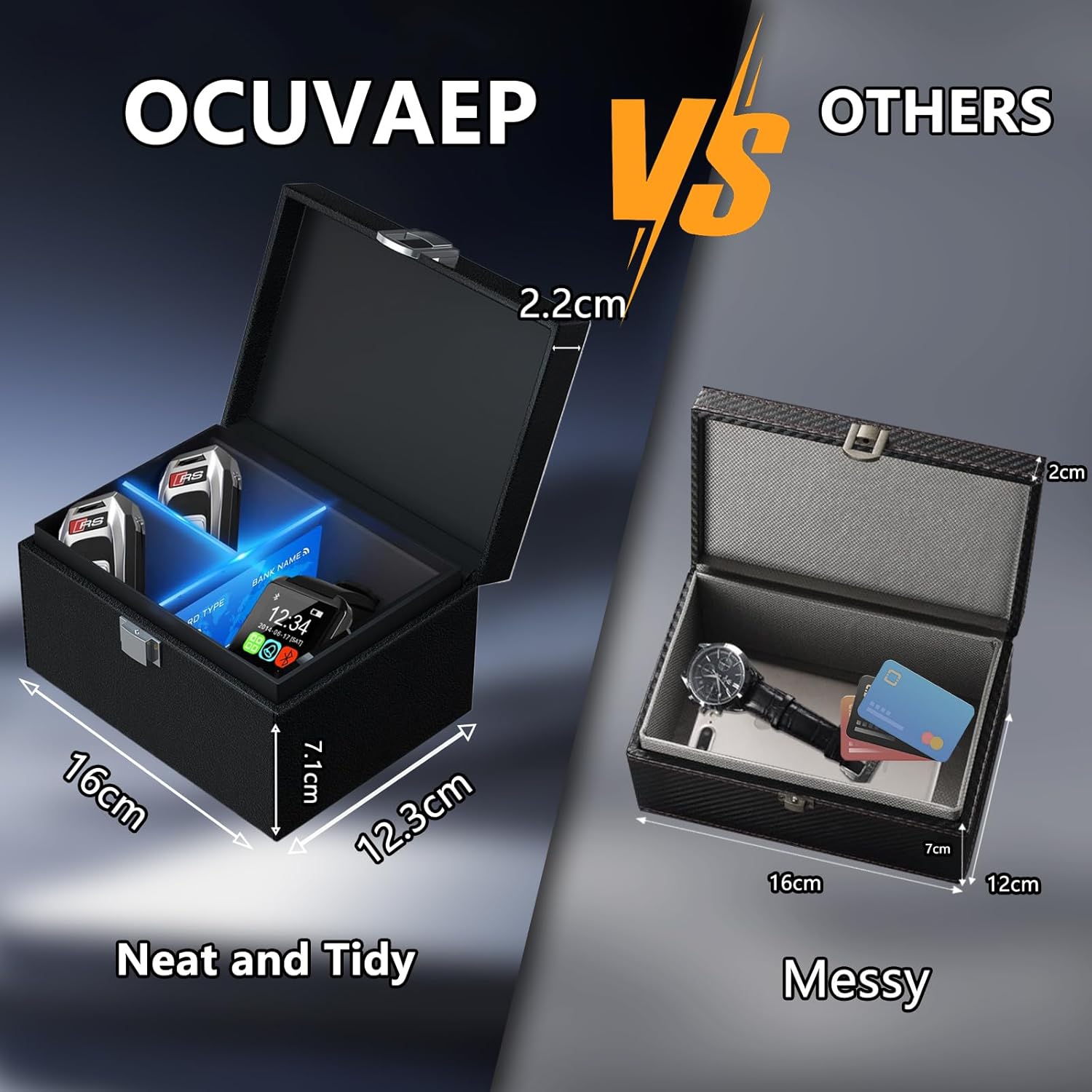 Detalle 2 de Boîte Anti RFID pour Clé Voiture Ocuvaep – Protection Keyless Go avec Étui et Compartiments