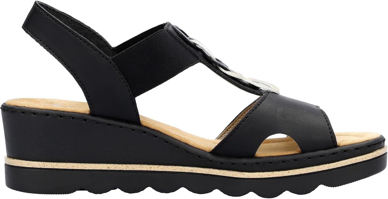 Detalle de Rieker Damen 67498 Sandale – bequeme Sandalette für den Sommer