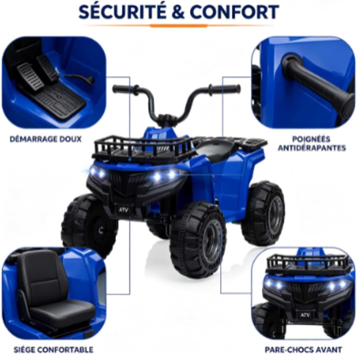 Detalle de GarveeLife elektryczny quad dla dzieci 12 V, dwa silniki, LED i muzyka