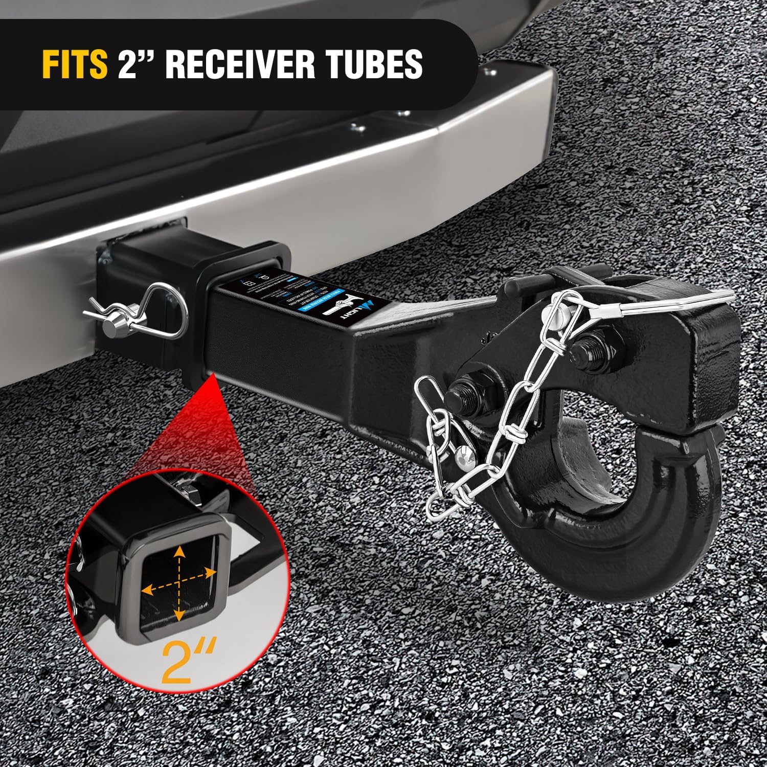 Thumbnail 5 de Nilight 10-Ton Pintle Hitch for 2-Inch Receiver: Heavy-Duty Military-Grade Utility