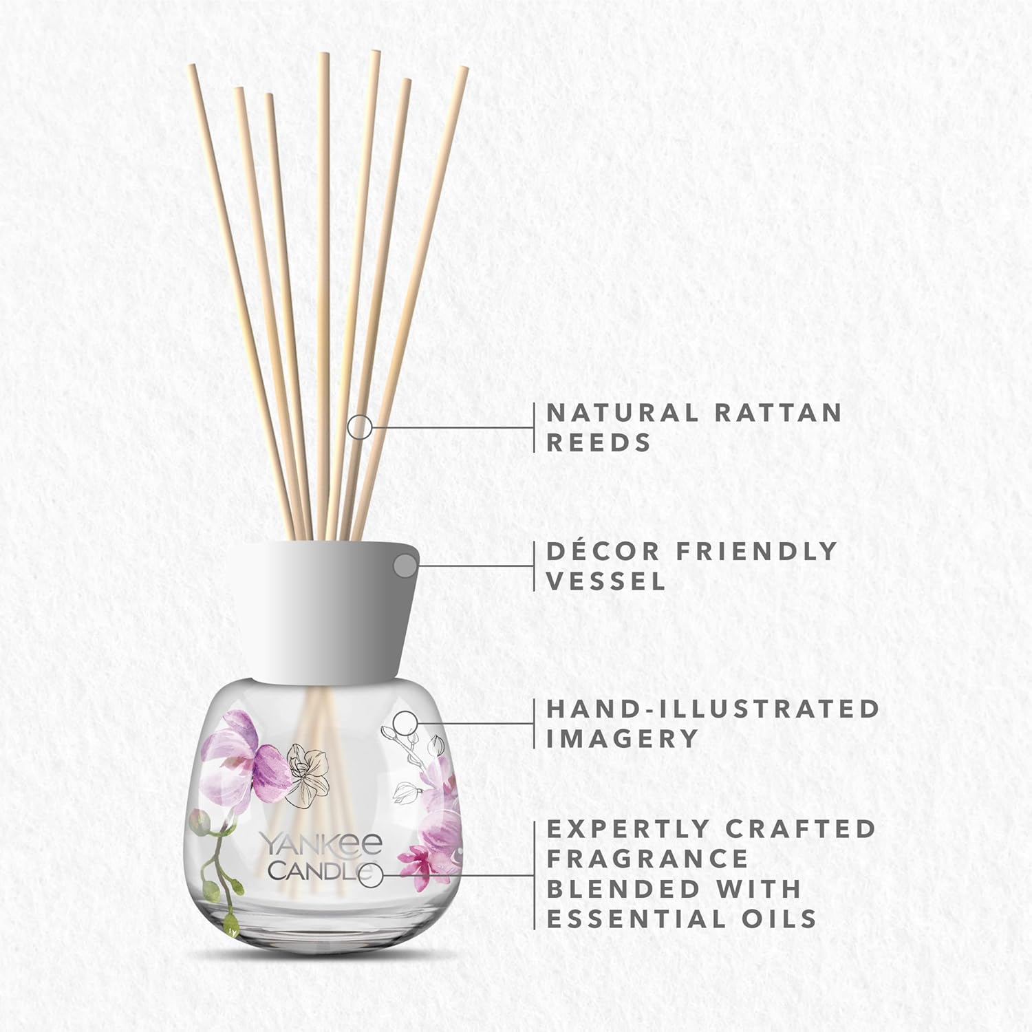 Detalle 2 de Yankee Candle Signature brins diffuseur Orchidée Sauvage – 10 semaines, rotin naturel