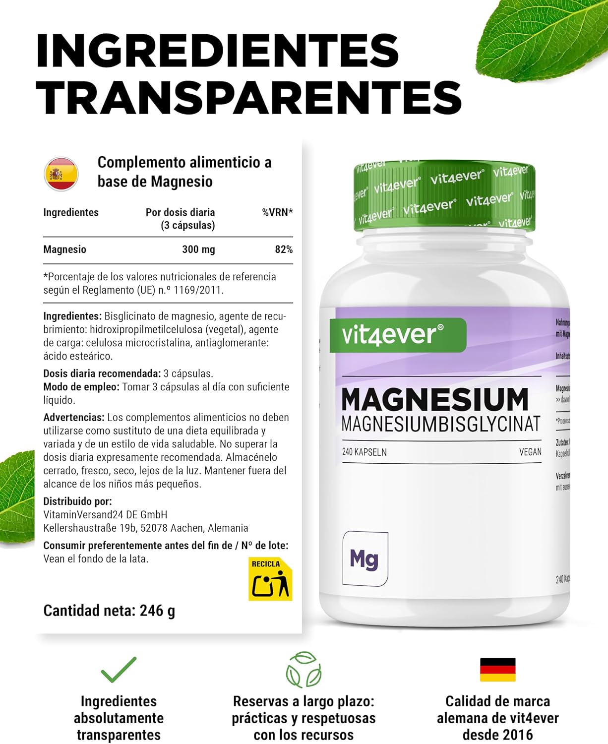 Thumbnail 4 de Bisglicinato de Magnesio 300 mg 240 cápsulas