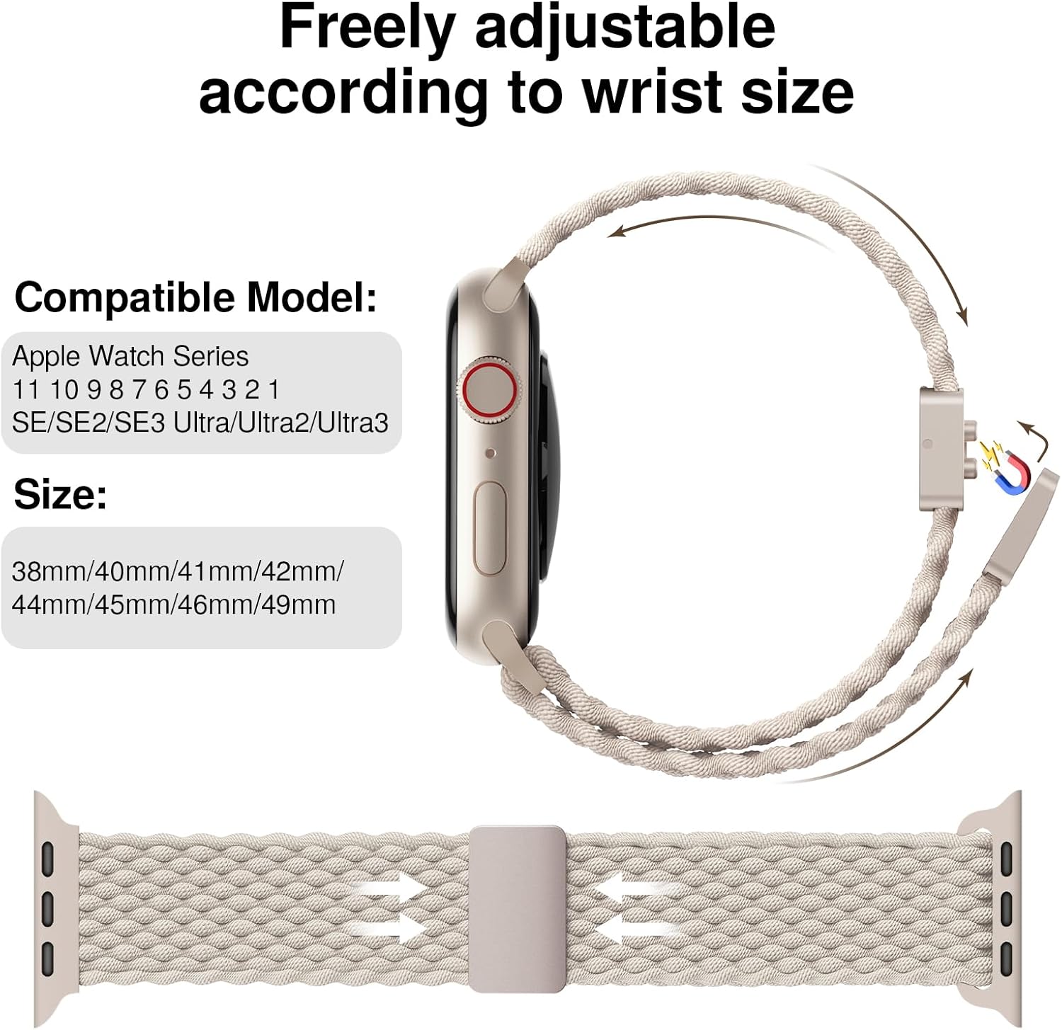 Thumbnail 1 de Braided Magnetic Band 38–49mm Starlight
