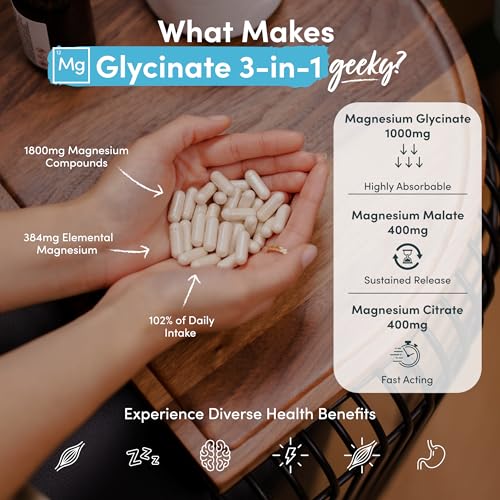 Thumbnail 1 de Magnesium Glycinate 3-in-1 Complex | 1800mg Magnesium with Bisglycinate, Citrate & Malate – 90 Vegan Capsules – UK Made