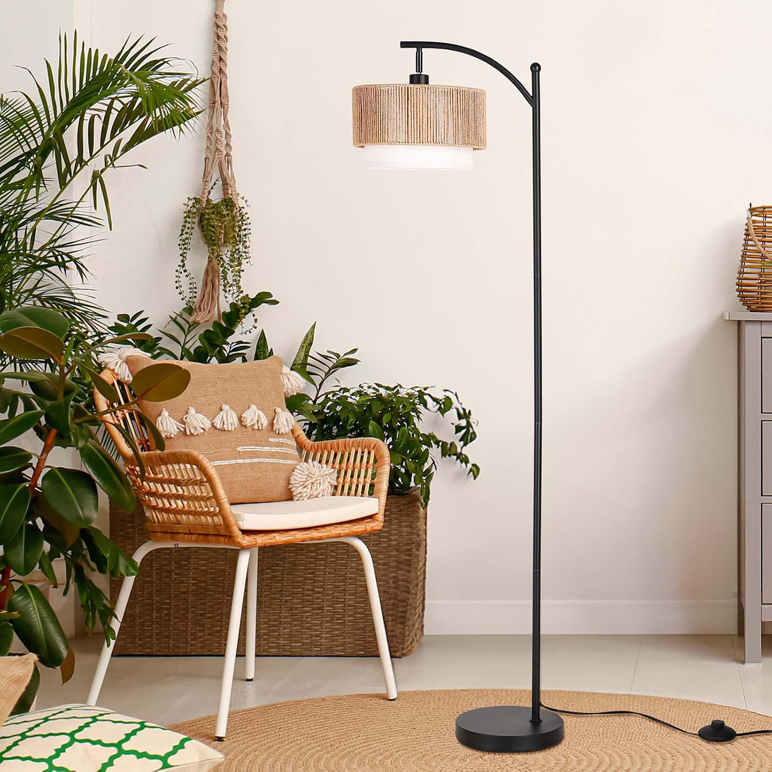 Thumbnail 6 de SUNMORY SR000149 Arc Floor Lamp with Rattan Shade and 3-Color LED Bulb