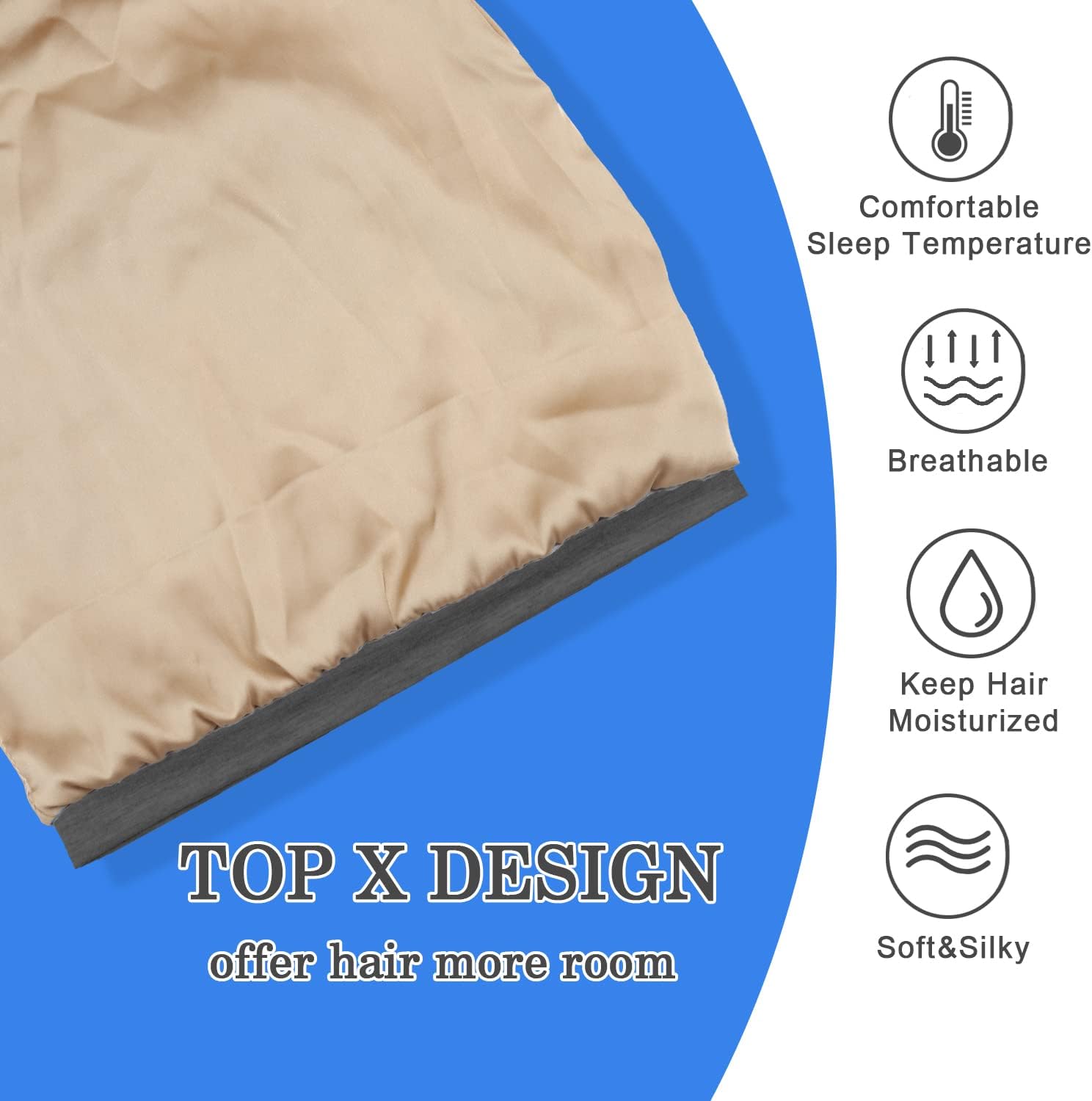 Detalle de NICPOO Silk Hair Bonnet, 54-62 cm