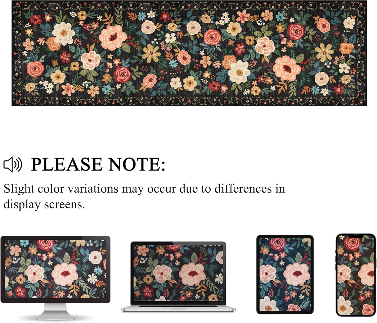 Thumbnail 6 de DUKINO Runner Rug (2x10) with Non Slip TPR Backing, Washable Low Pile Boho Floral for Kitchen & Entryway