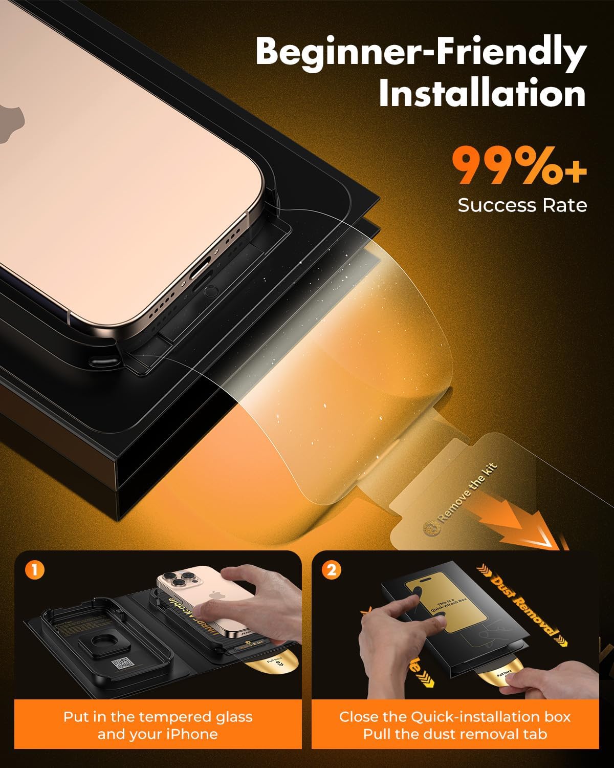Detalle 2 de UNBREAKcable iPhone 16 Pro Max 3-Pack Screen Protector