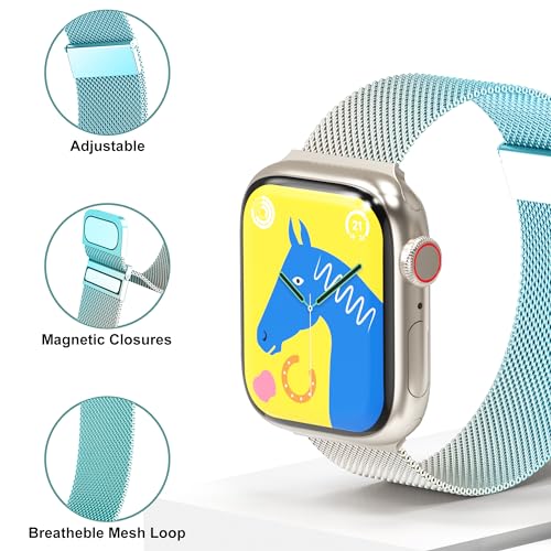 Detalle 2 de Higgs Métal Bracelet pour Apple Watch – Bracelet magnétique en acier inoxydable compatible 38–49 mm
