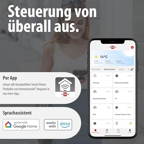 Detalle de Brennenstuhl Connect WiFi LED Strahler WF 2051 P – 24 W, 2800 lm, outdoor mit Bewegungsmelder