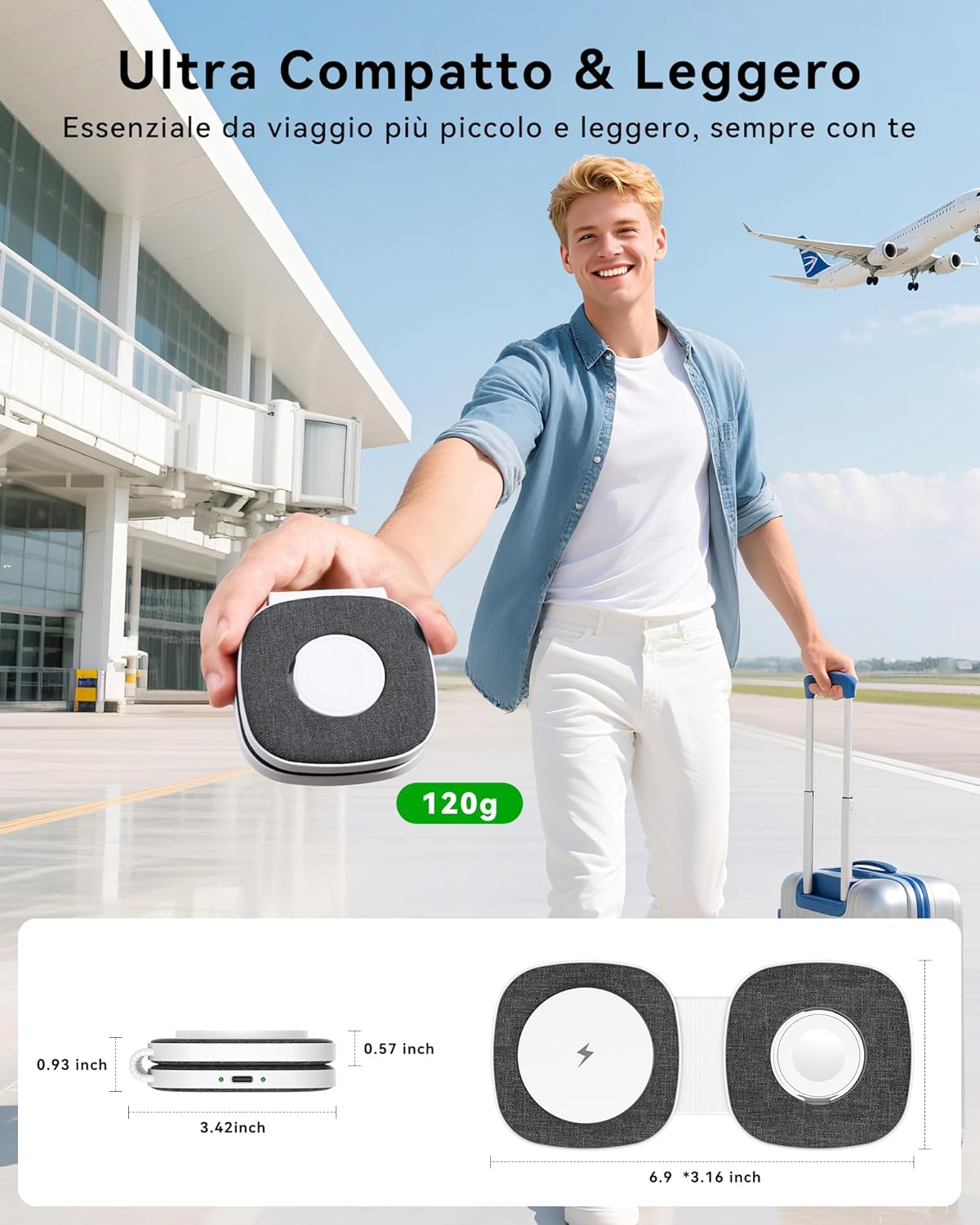 Thumbnail 1 de Caricatore Wireless 2 in 1 MagSafe: Stazione di Ricarica Pieghevole per iPhone, Apple Watch e AirPods