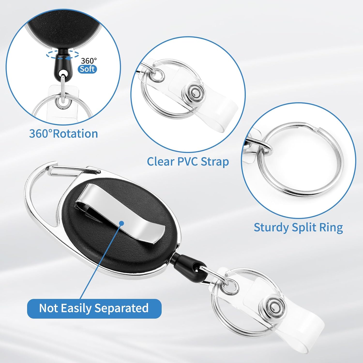Thumbnail 2 de QIUTIMY 2PCS Retractable Badge Holder with Carabiner Clip and Waterproof Card Holder (Horizontal)
