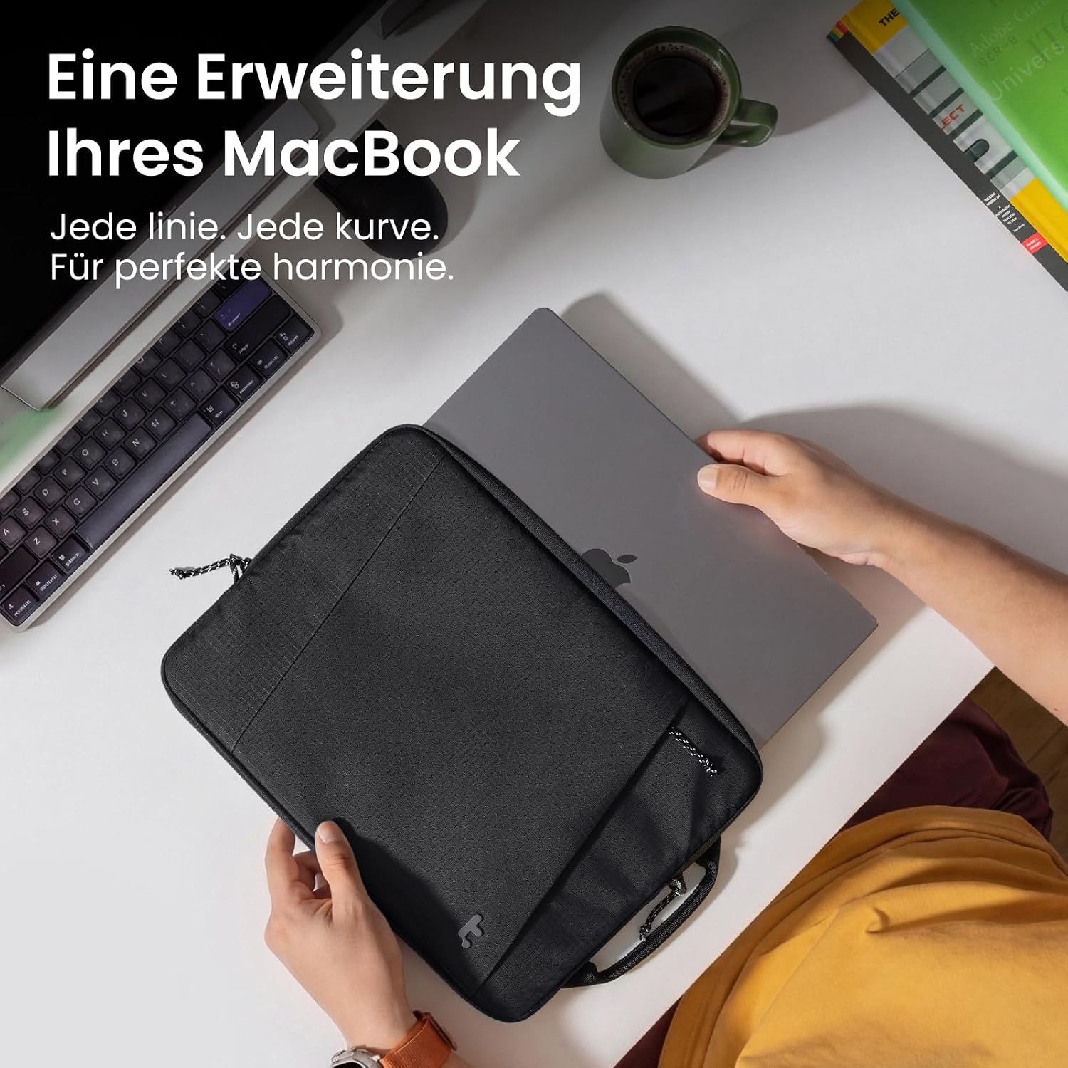 Detalle 2 de tomtoc 360° Slim Laptophülle für 14-Zoll MacBook Pro M5/M4/M3/M2/M1 (2021–2026) mit CornerArmor