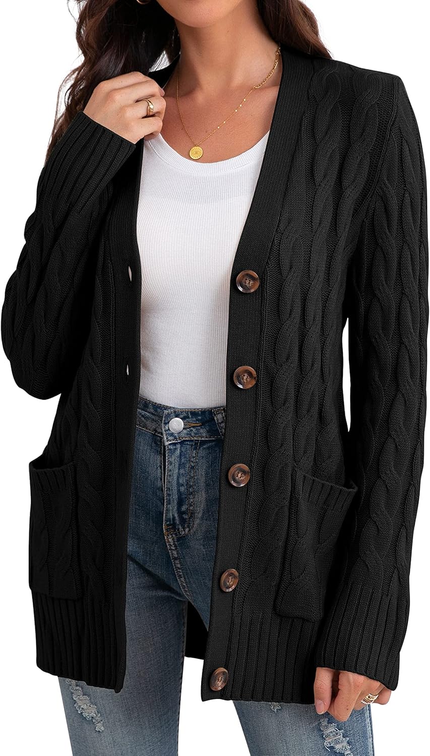 Thumbnail 6 de GRECERELLE Damen Strickjacke / Strickcardigan lang mit Taschen & Knöpfen