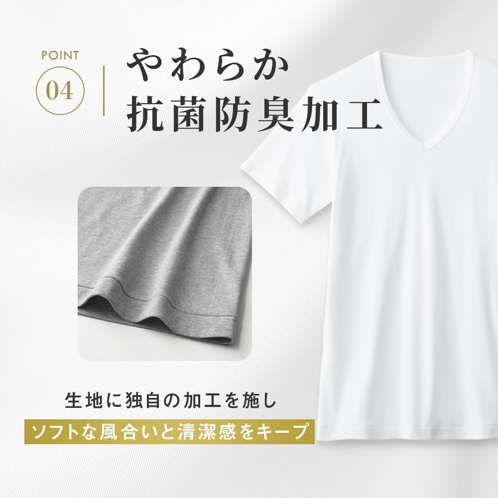 Detalle de GUNZE GM00153 メンズVネックTシャツ 綿100%・3枚組のベーシックインナー