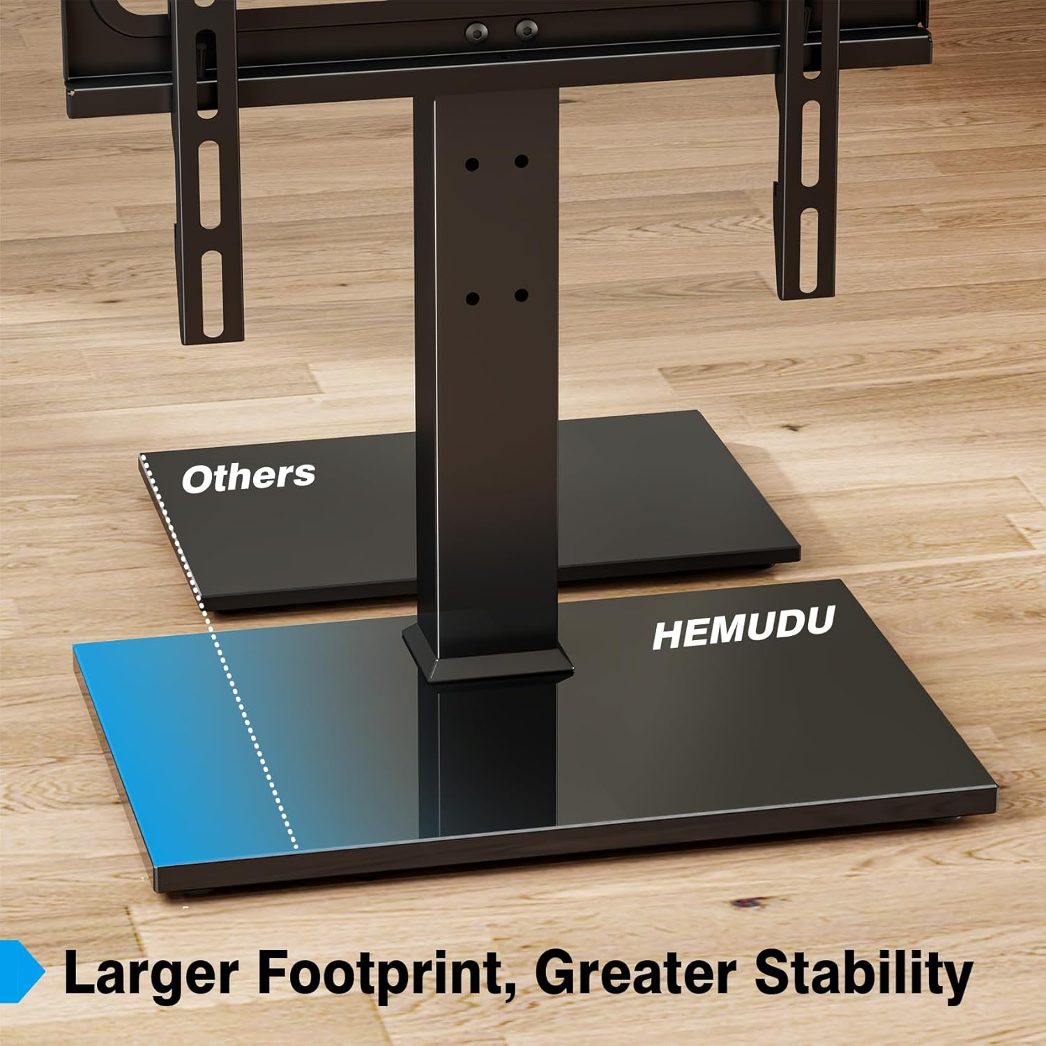 Thumbnail 4 de Hemudu Universal Table Top TV Stand for 27–60" LCD/LED TVs (VESA up to 400x400mm) — Height-Adjustable with Tempered Glass Base