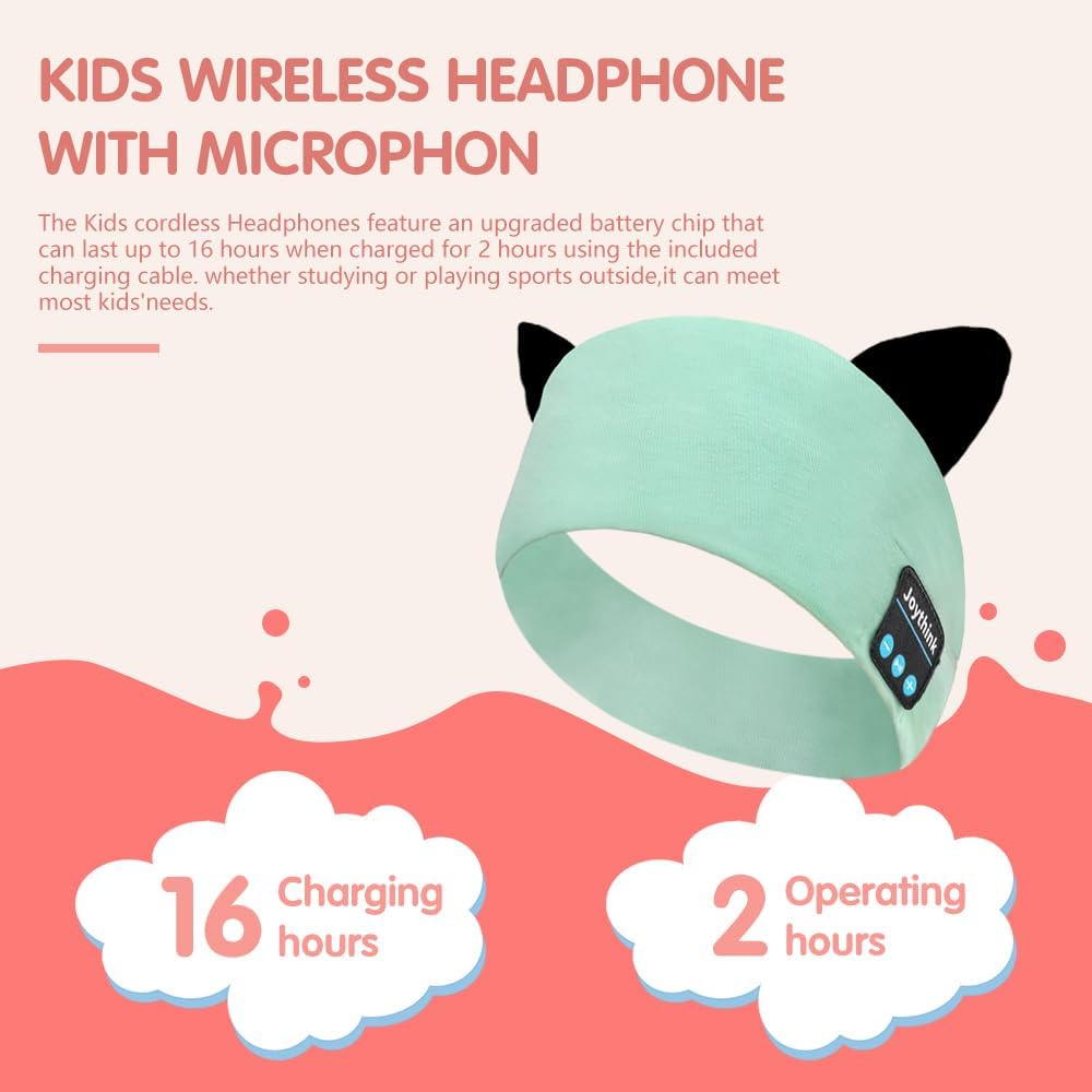 Detalle de Joythink Kids Bluetooth Headband Headphones Sleep Mask: 3-in-1 Comfort for Travel & Study