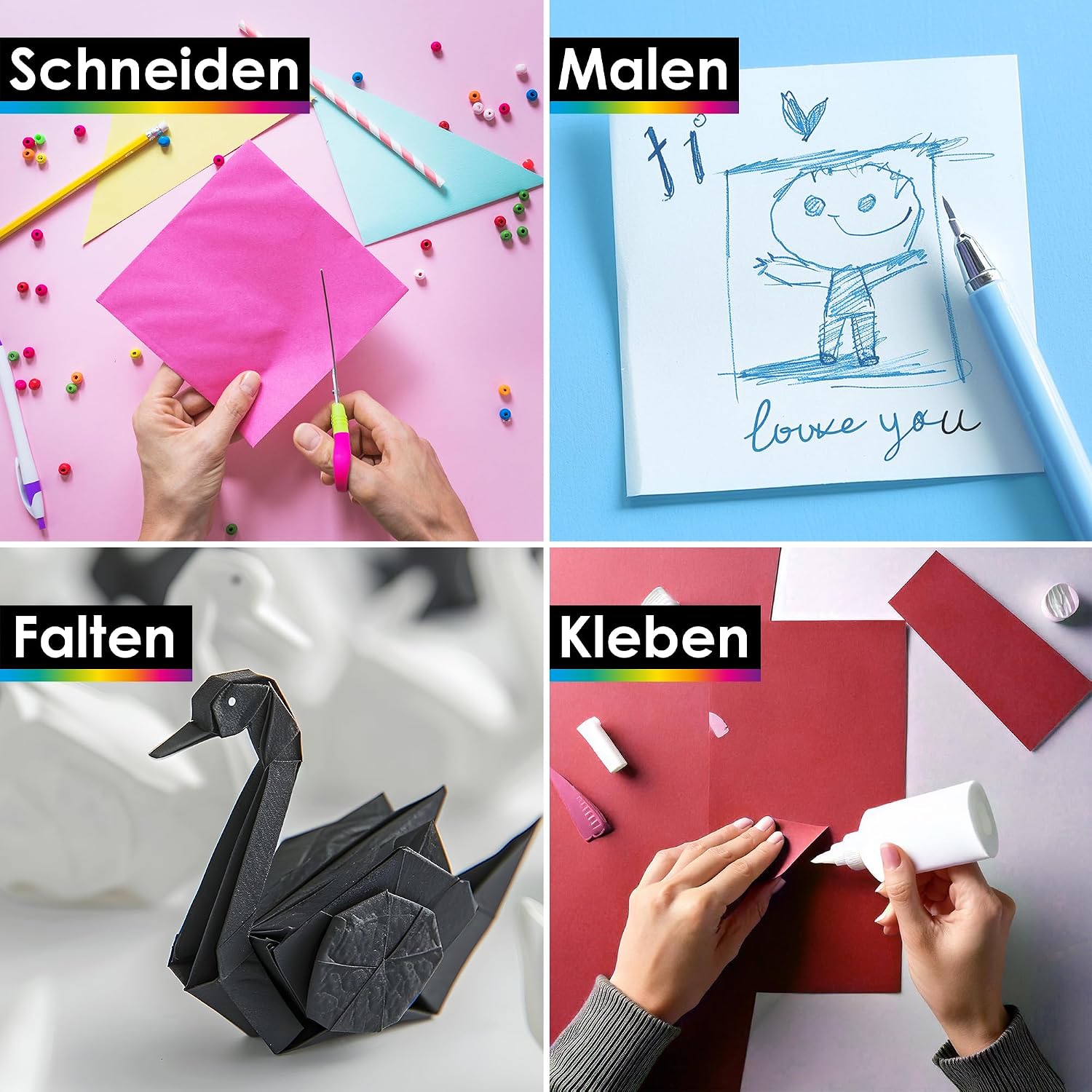 Detalle de OfficeTree 120x Tonpapier A4 Bunt 130 g/m² – 12 Farben, recyceltes Bastelpapier für kreative Projekte