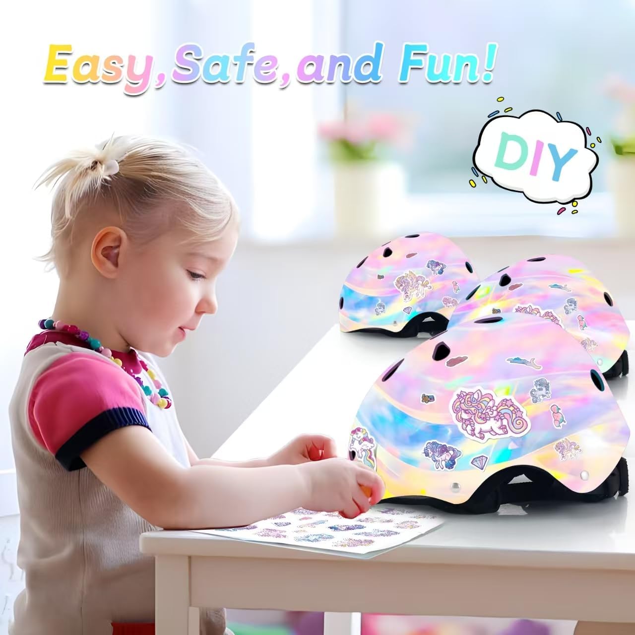 Thumbnail 4 de JEEFREE Adjustable Color Gradient Kids Bike Helmet (Age 2–14, 48–62 cm) with Dial Fit & Adjustable Chin Strap