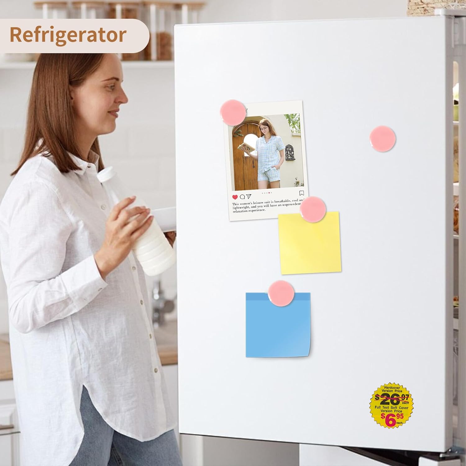 Detalle de QOJOPU 30 Magnete – starke, bunte Rundmagneten für Whiteboard, Kühlschrank und Pinnwand (Pastellrosa)