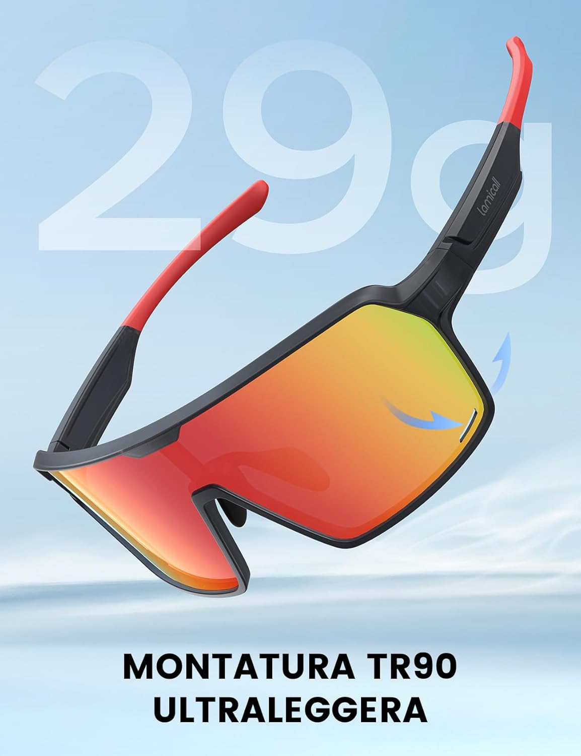 Detalle de Lamicall Occhiali da Sole Ciclismo Polarizzati: leggerezza, comfort e visione nitida