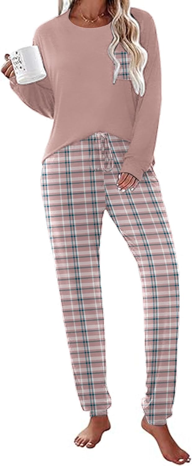 Detalle 1 de Ekouaer Women's Long-Sleeve Jogger Pajama Set with Pockets