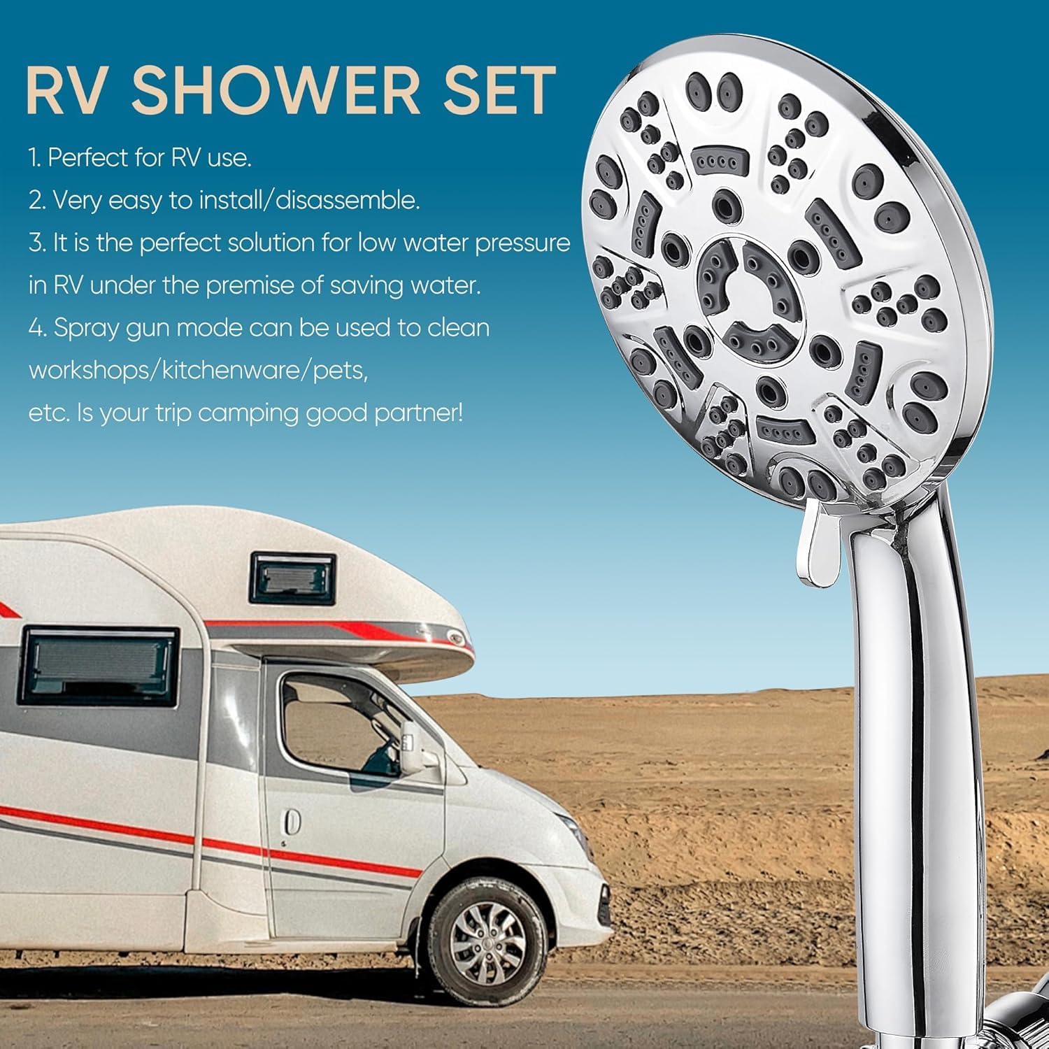Detalle de Cobbe Shower Head 8‑mode high pressure